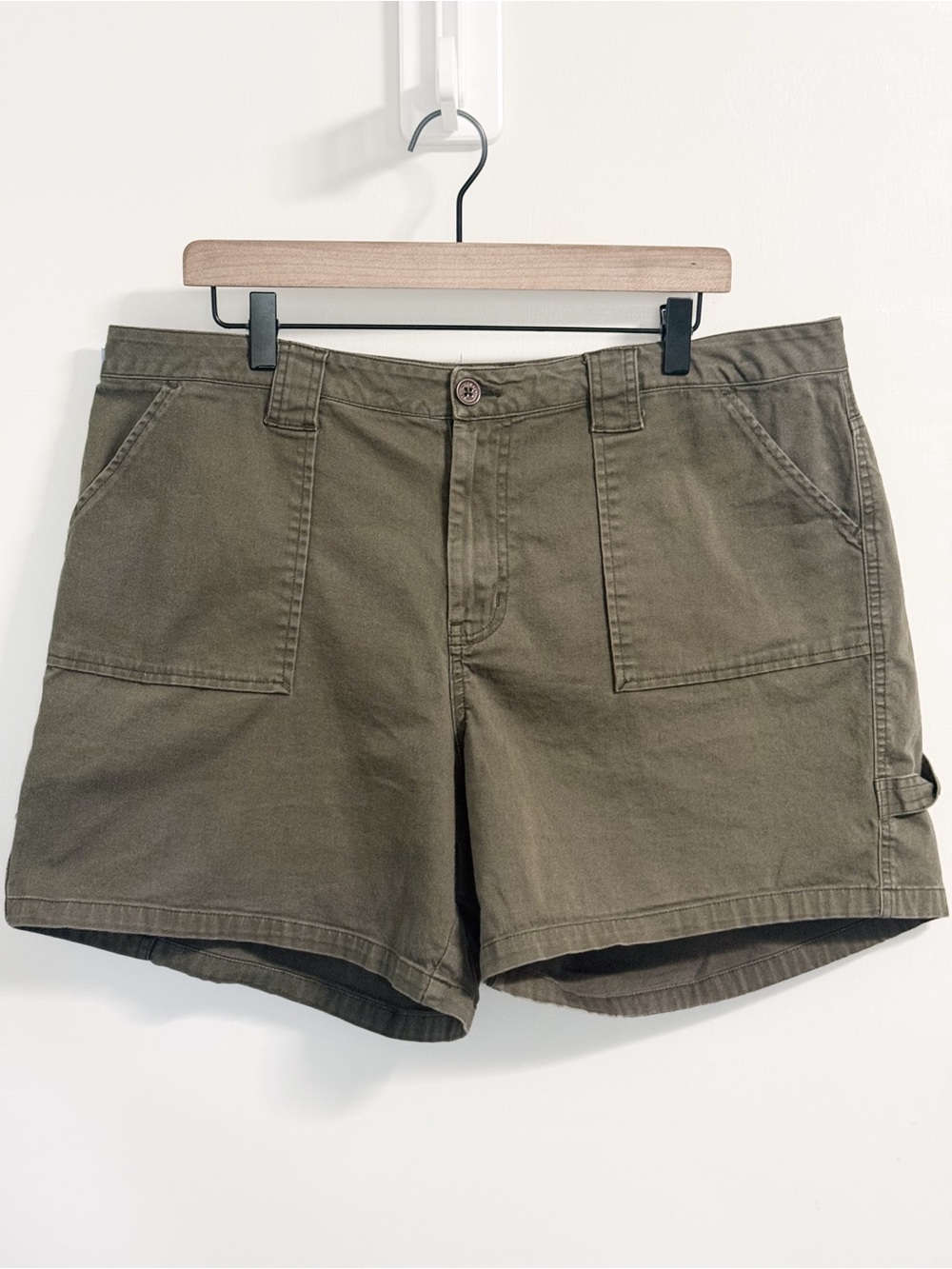 Venezia Jeans Olive Utility Carpenter Shorts Plus Size 18 Cotton Stretch